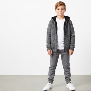 Old Navy Grey Black Hooded Sweater Jacket Youth Boy Large Size 10/12